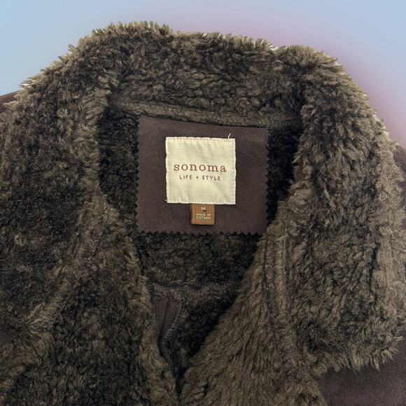 SONOMA Women’s Medium Brown Faux Suede and Fur Jacket - Picture 4 of 7